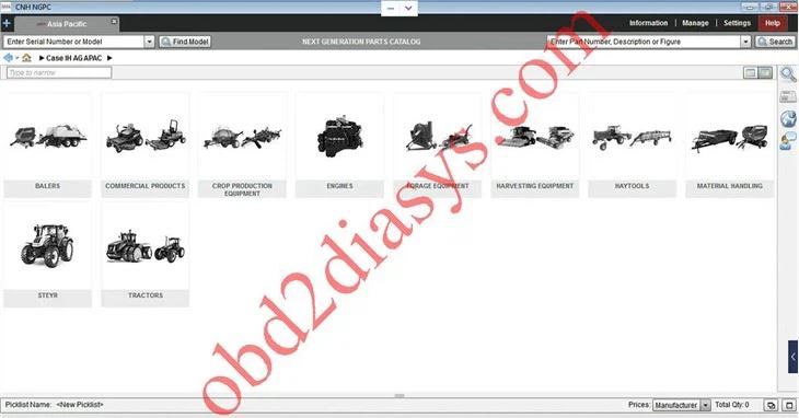 CNH NGPC Case IH And New Holland Agriculture 2020 NEXT GERNERATION Parts Catalogue APAC V2.17.1